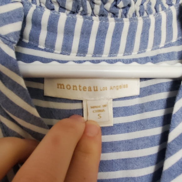 NWOT Monteau Tie-waist Midi Dress Vintage Striped Blue & White - Size Sm… - Picture 4 of 11